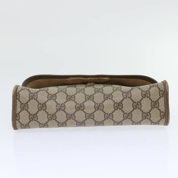 GUCCI GG Canvas Web Sherry Line Clutch Bag PVC Leather Beige Red Auth ep1335 - Picture 6 of 16
